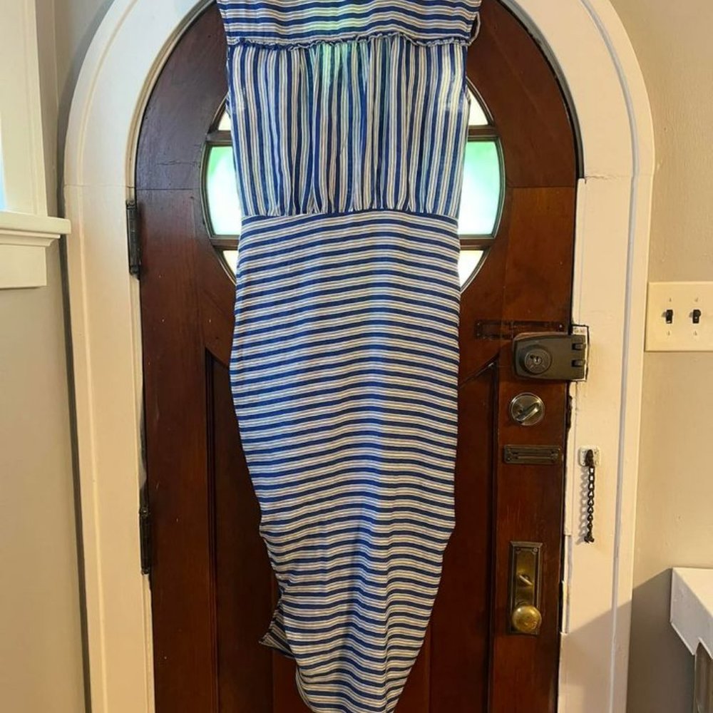 Veronica Beard Teagan Stripe ruched midi dress, size 14, orig $498 - Picture 5 of 5